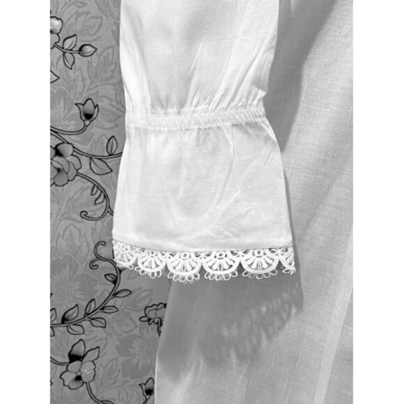 SoieRose SR-1214 Victorian Cotton Nightgown – Smocked Bodice & Ruffle Hem Elegan - Picture 6 of 9